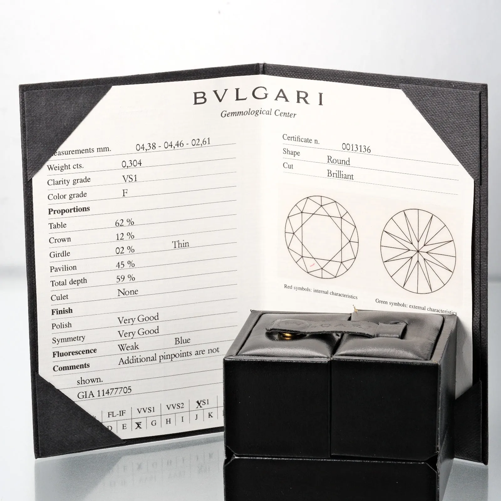 BVLGARI Ring Pt950Platinum, Diamond WG Fine jewelry 0.304ct/VS1/F/VG Corona solitaire Women Used Authentic