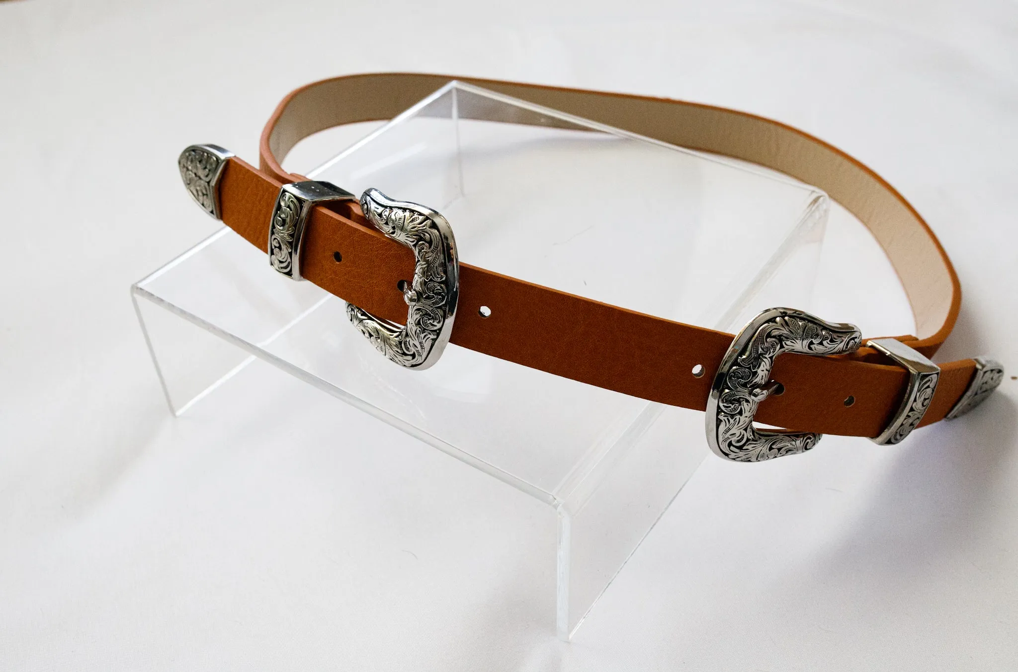 Camel Double Buckle Western Belt