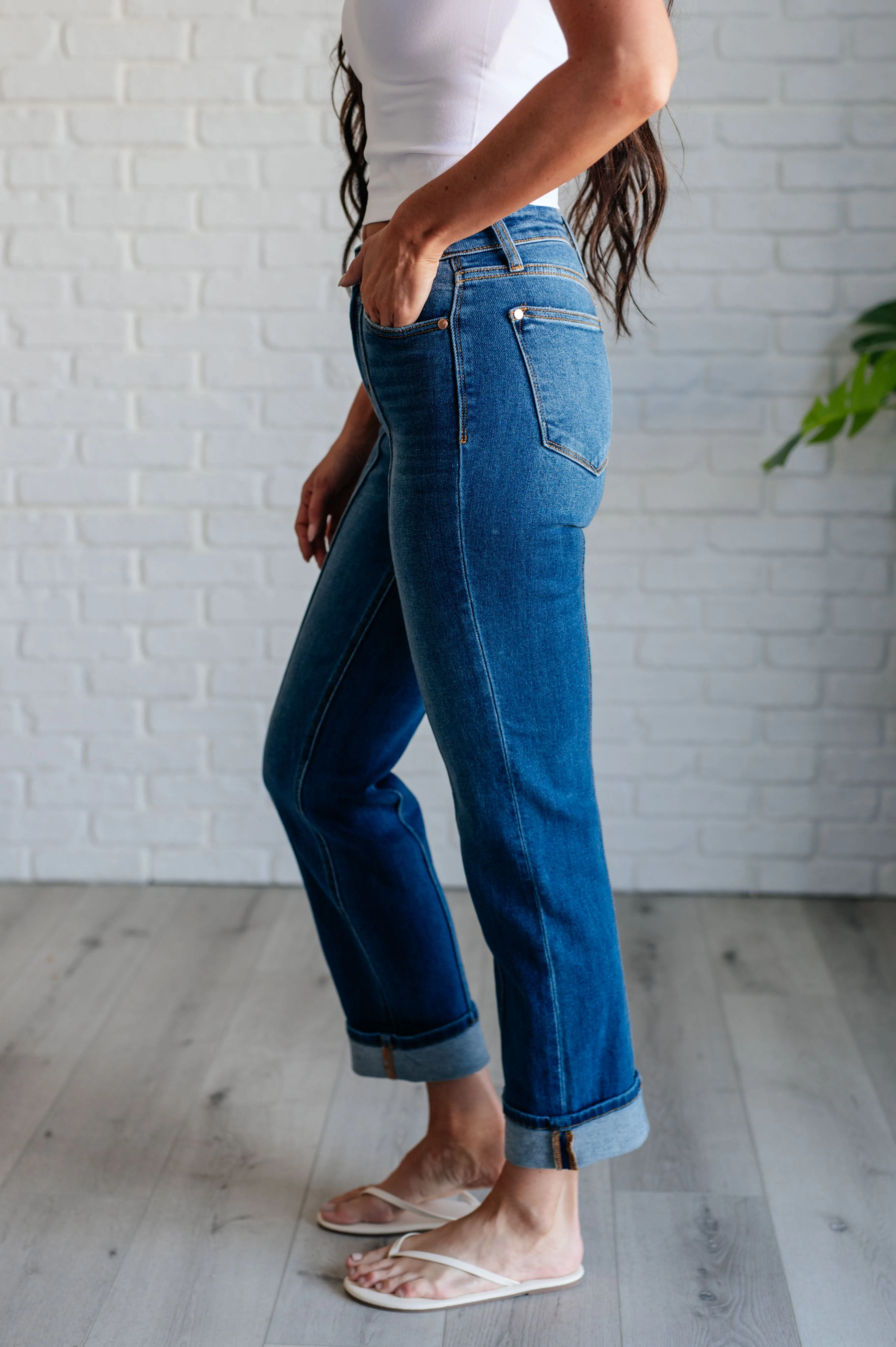 Campbell High Rise Center Seam Detail Judy Blue Straight Jeans