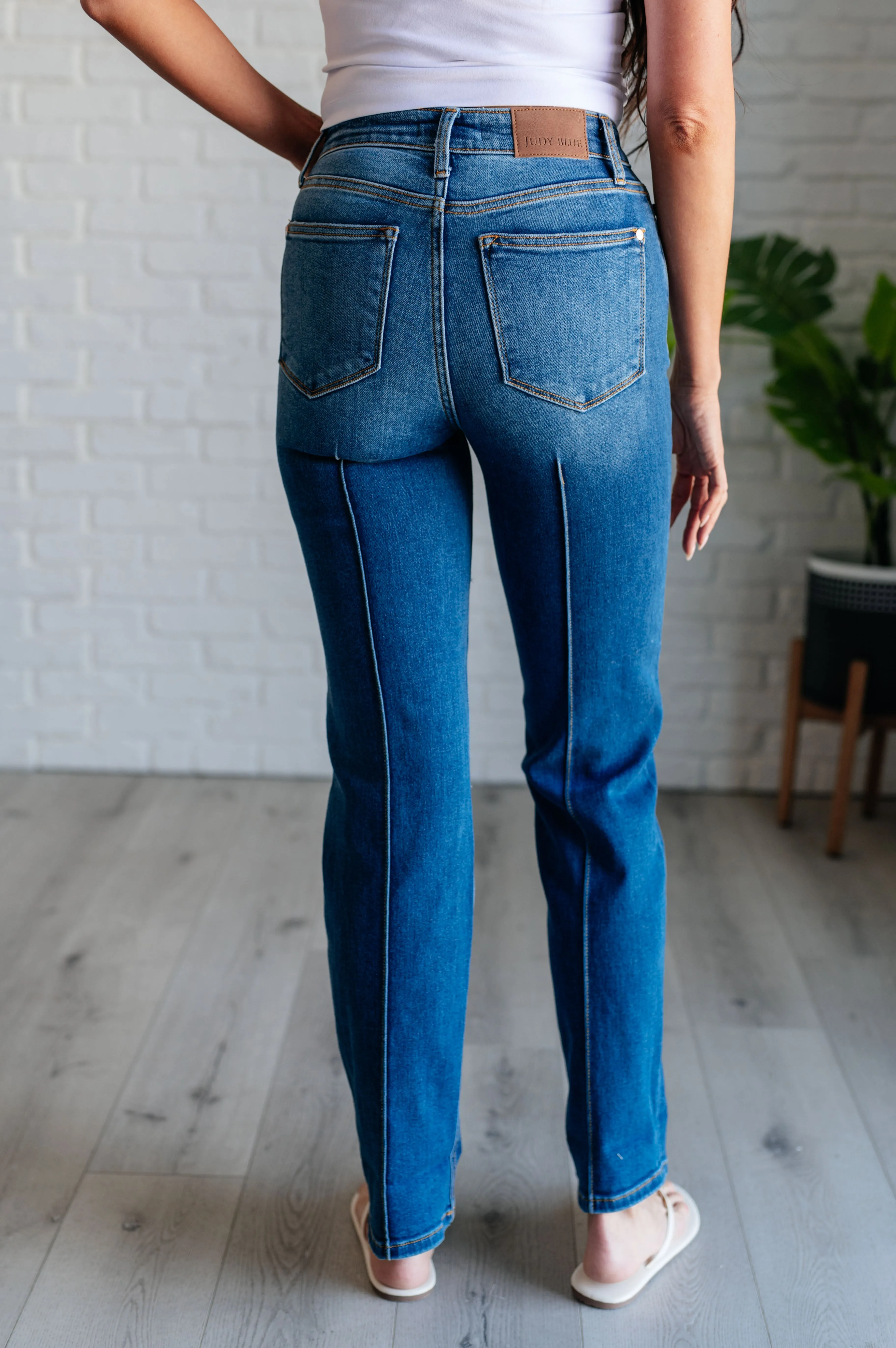 Campbell High Rise Center Seam Detail Judy Blue Straight Jeans