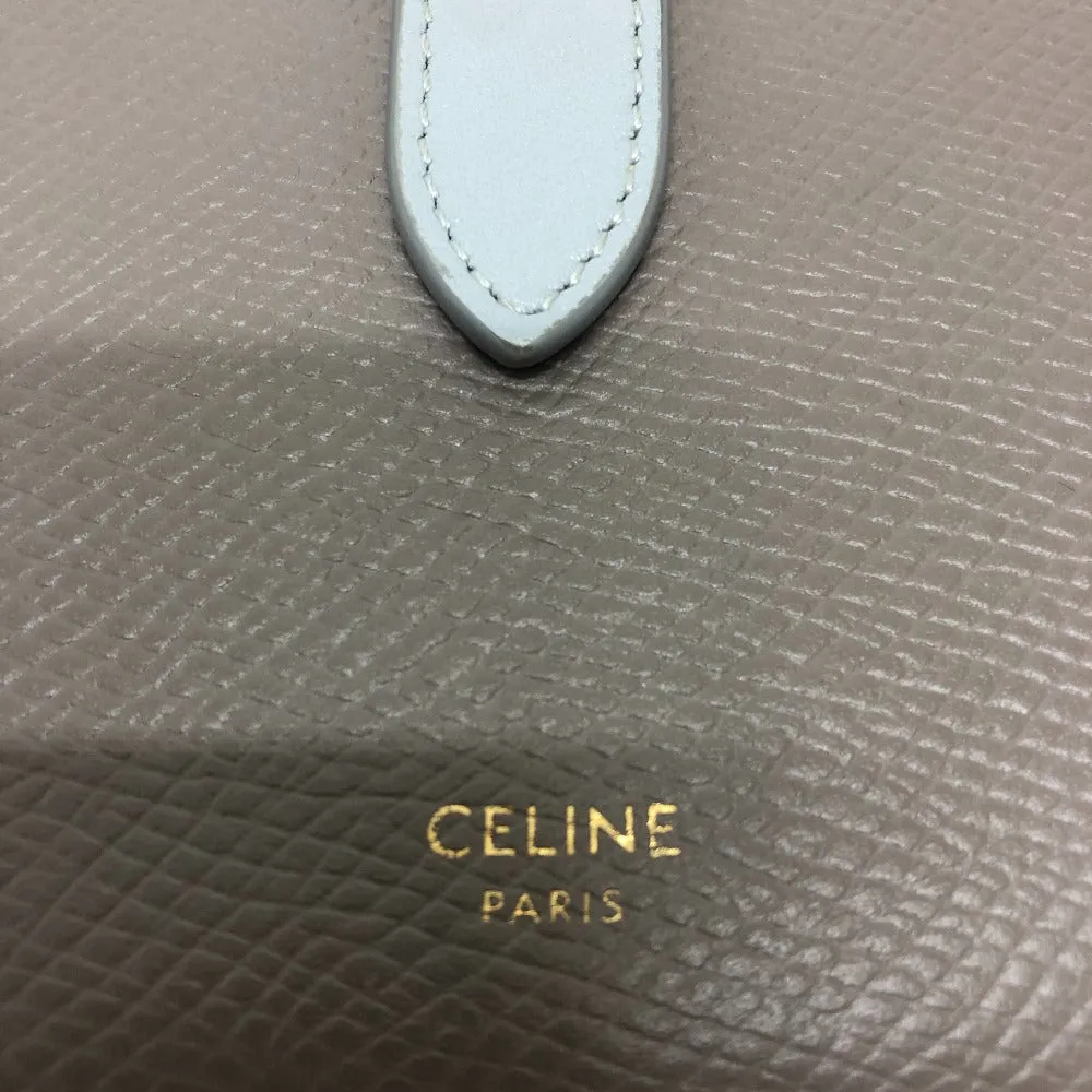 CELINE Folded wallet 10B643BRU leather gray Bicolor Medium Strap Wallet Women Used Authentic