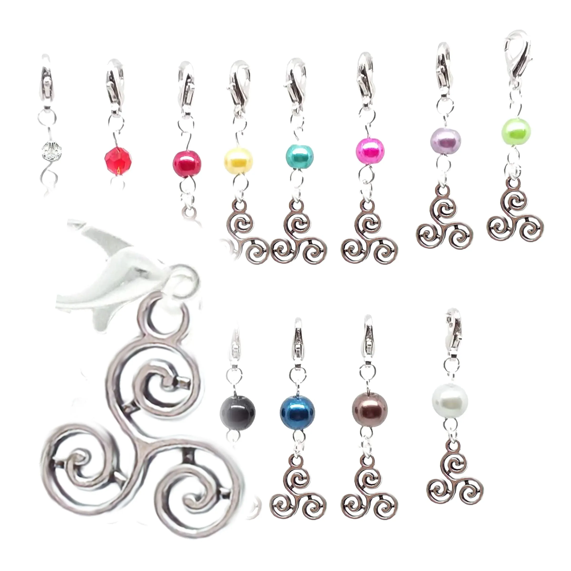 Celtic Pagan Spirtual Pagan Wicca Wiccan Triskelion Bracelet Size Charm Clip with Silver Plated Metal Lobster Clasp Charms