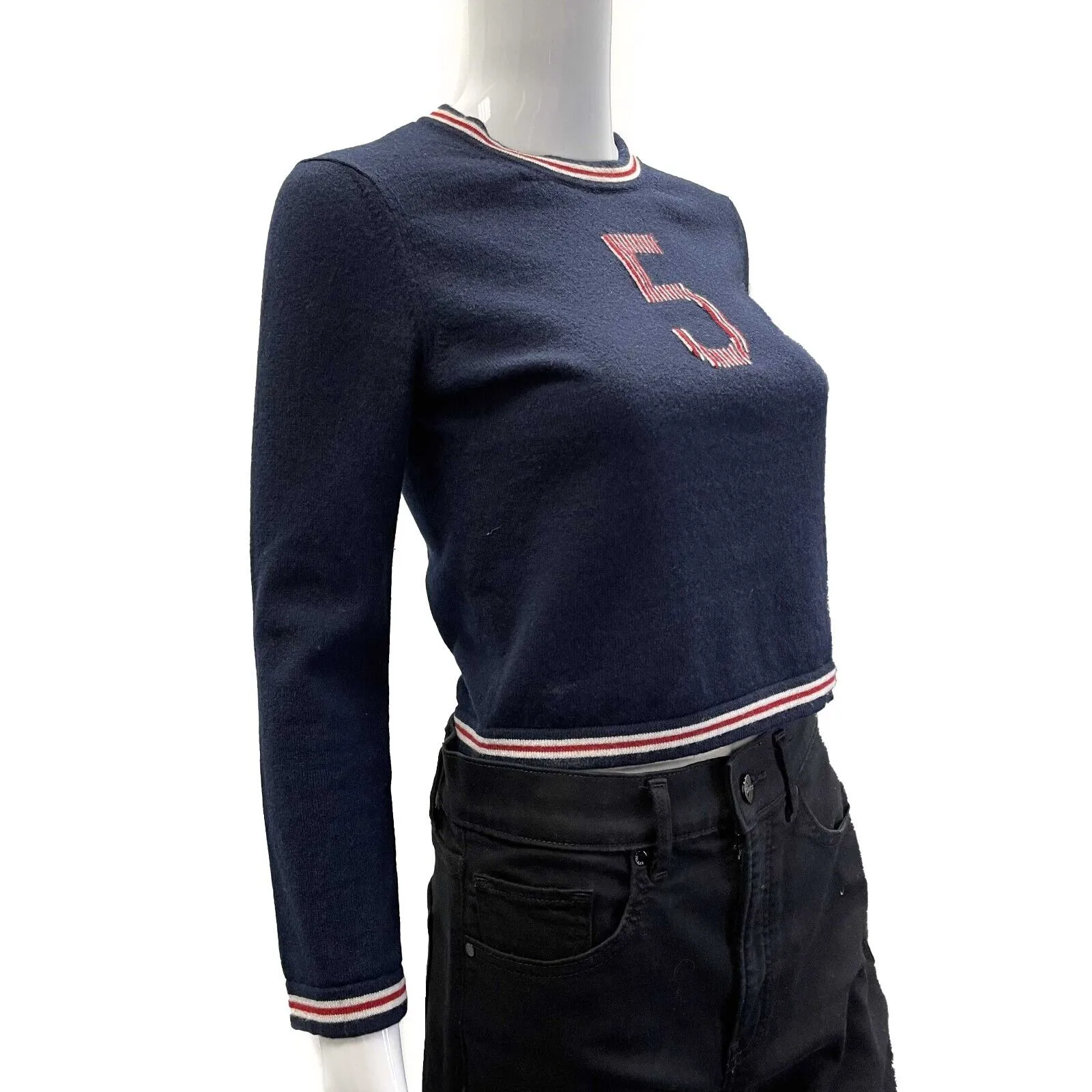 Chanel 19 No. 5 Logo Navy Blue Pullover Sweater 34 US 2