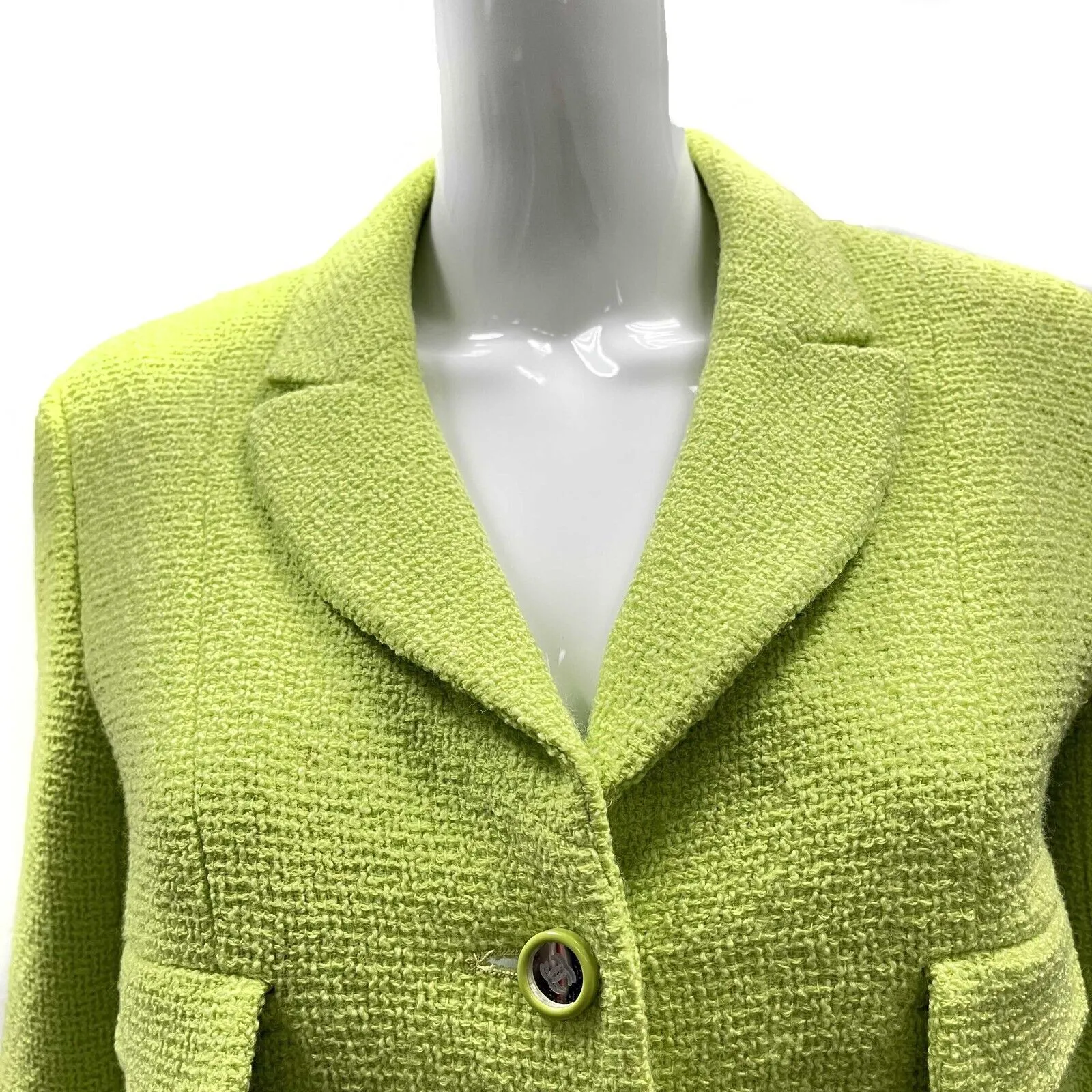 Chanel Excellent 95 blazer mirror CC buttons vintage rare Lime Green Jacket US 4