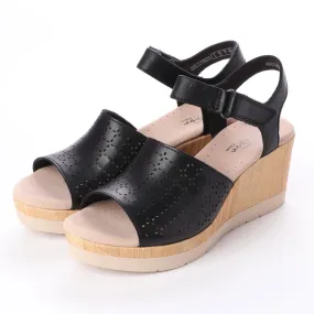 Clarks Women's Cammy Glory Wedge Sandal Black Leather