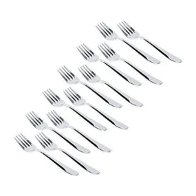 Classic by Embassy Dessert Fork, Pack of 12, Stainless Steel, 17.8 cm (Ajanta, 14 Gauge)