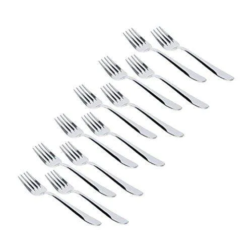 Classic by Embassy Dessert Fork, Pack of 12, Stainless Steel, 17.8 cm (Ajanta, 14 Gauge)