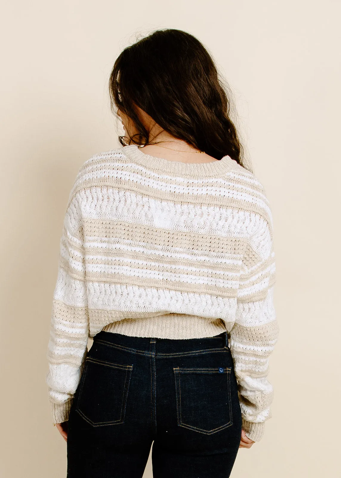 Coralie Striped Pullover - Ivory/Taupe