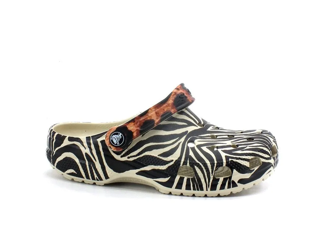 CROCS Classic Animal Remix Clog Ciabatta Gomma Bone Zebra 207840-2Y9