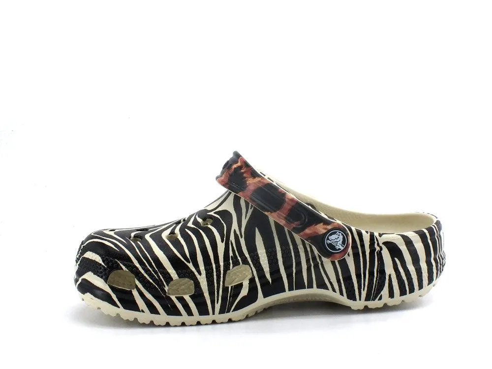 CROCS Classic Animal Remix Clog Ciabatta Gomma Bone Zebra 207840-2Y9