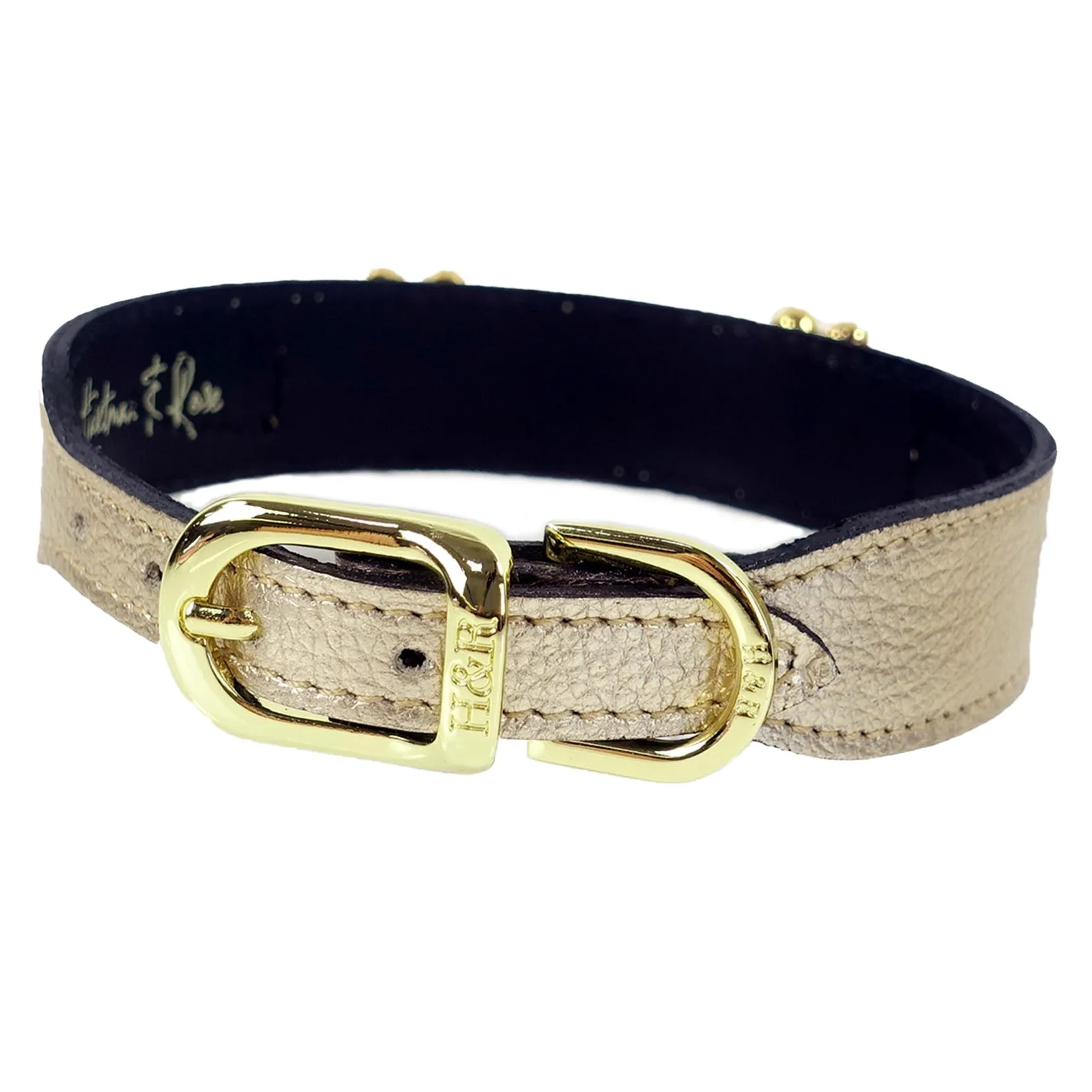 Daisy Dog Collar in Metallic Gold, Clear Crystals & Gold