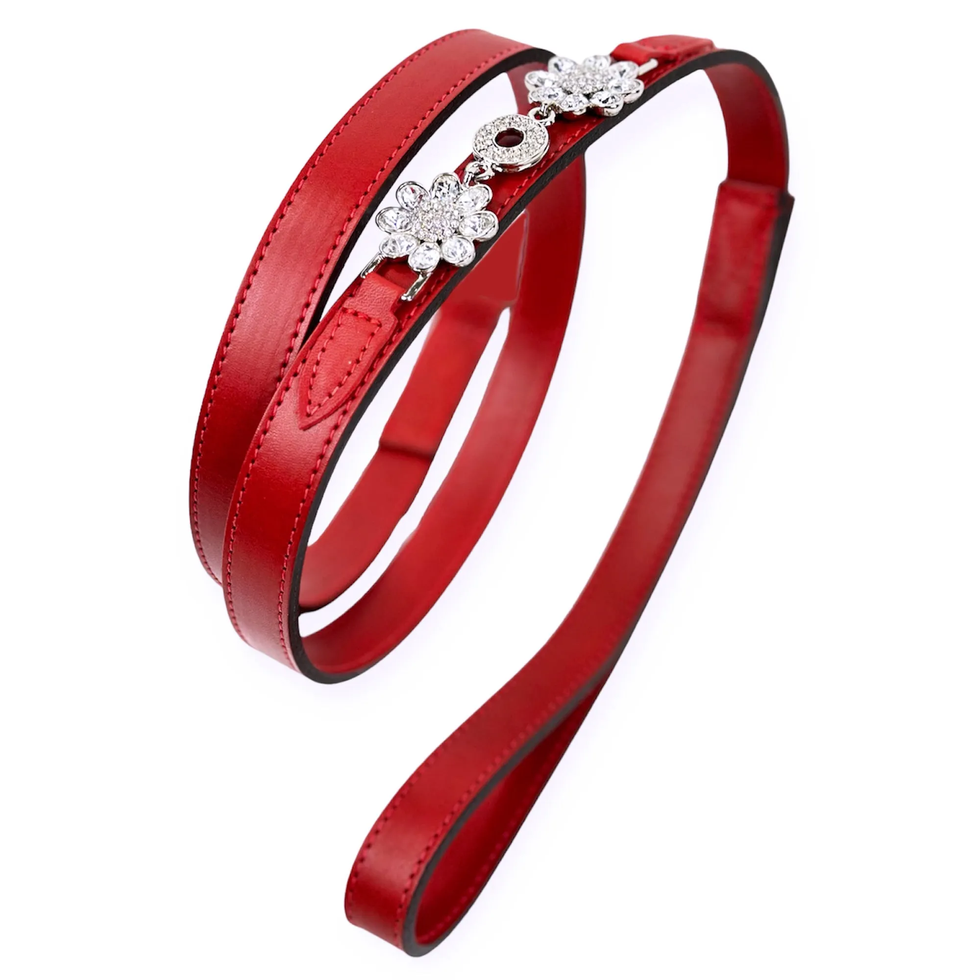 Daisy Dog Leash in Ferrari Red & Nickel