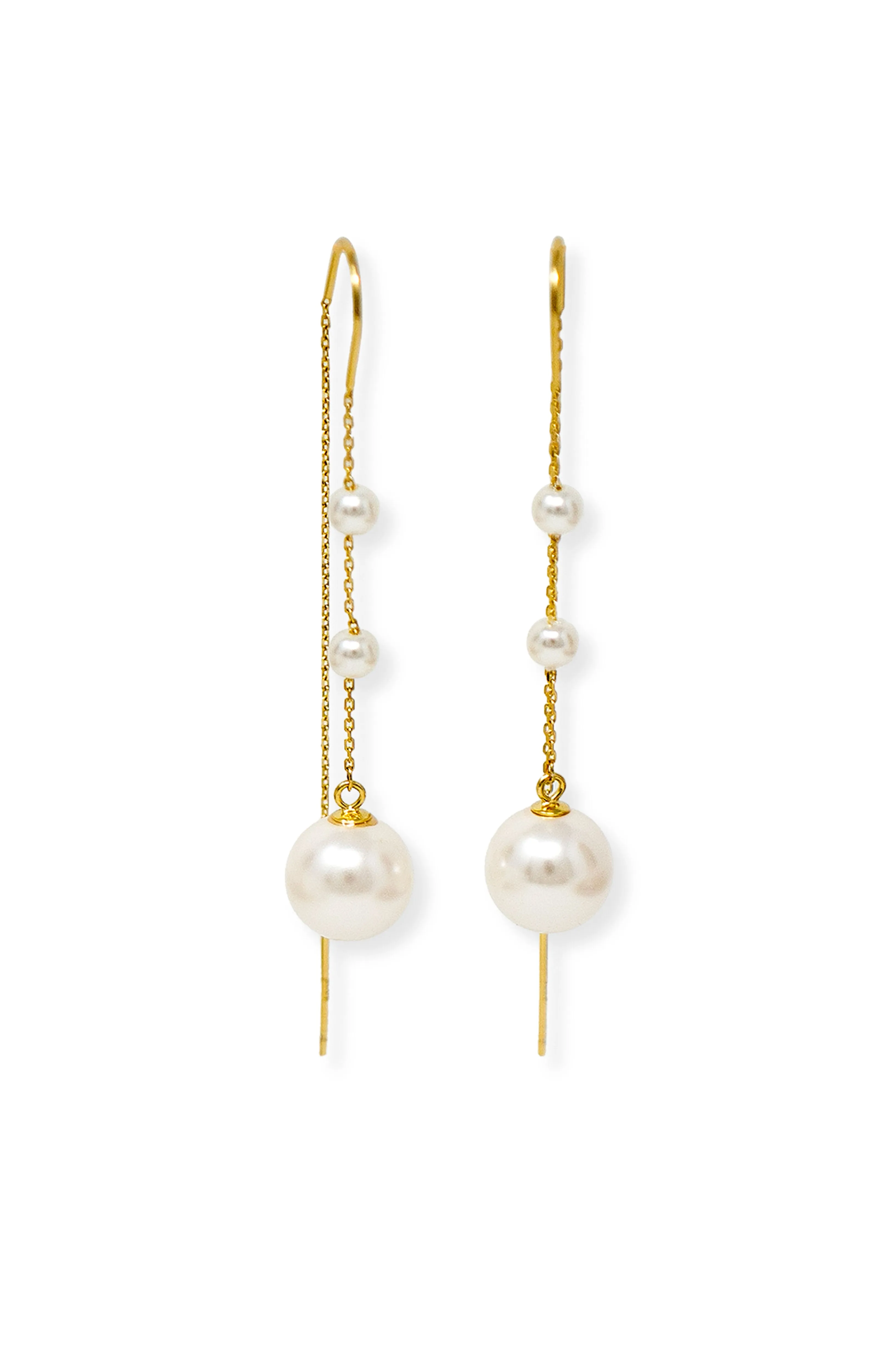 Dangling Multipearls Gold Plated Sterling Silver Sui Dhaga Earrings