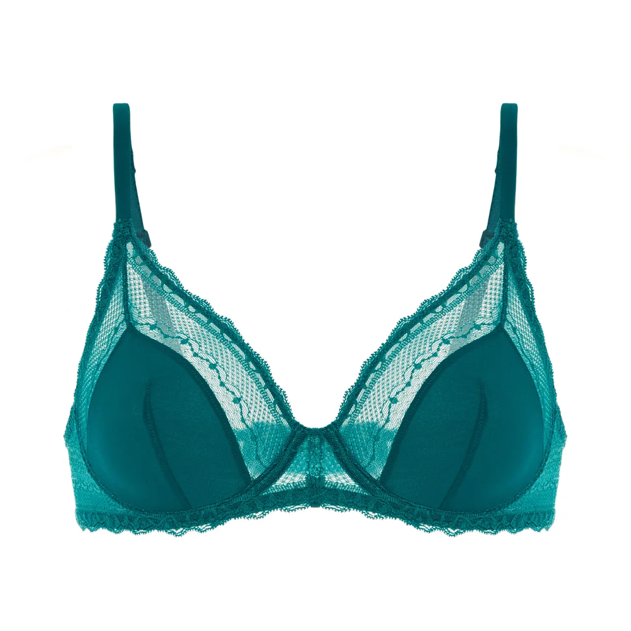 Destinee Plunging Underwired Bra in Pavo Blue