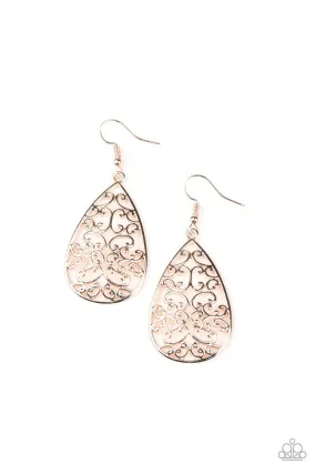 Divine Vine Rose Gold Filigree Earrings - Paparazzi Accessories