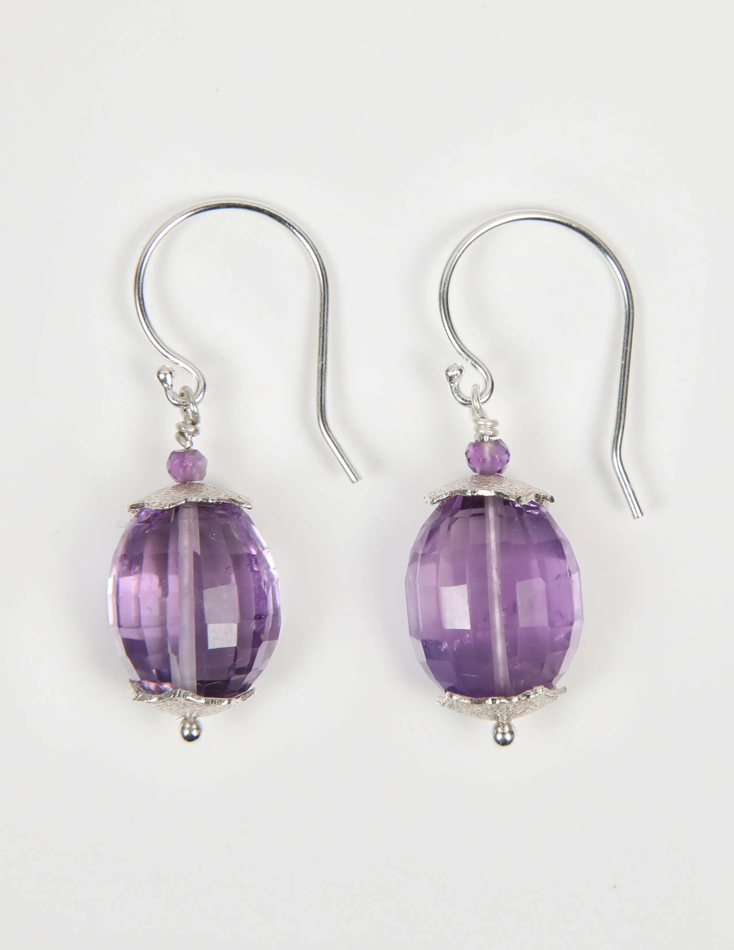 Drop Ear Wire: Amethyst and Silver