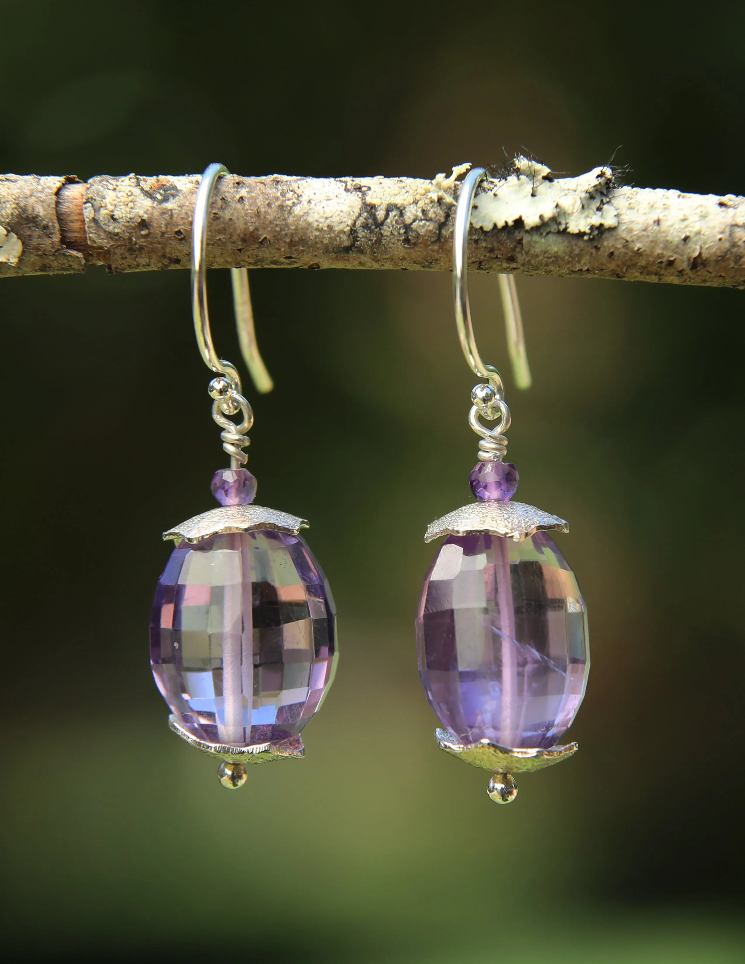 Drop Ear Wire: Amethyst and Silver