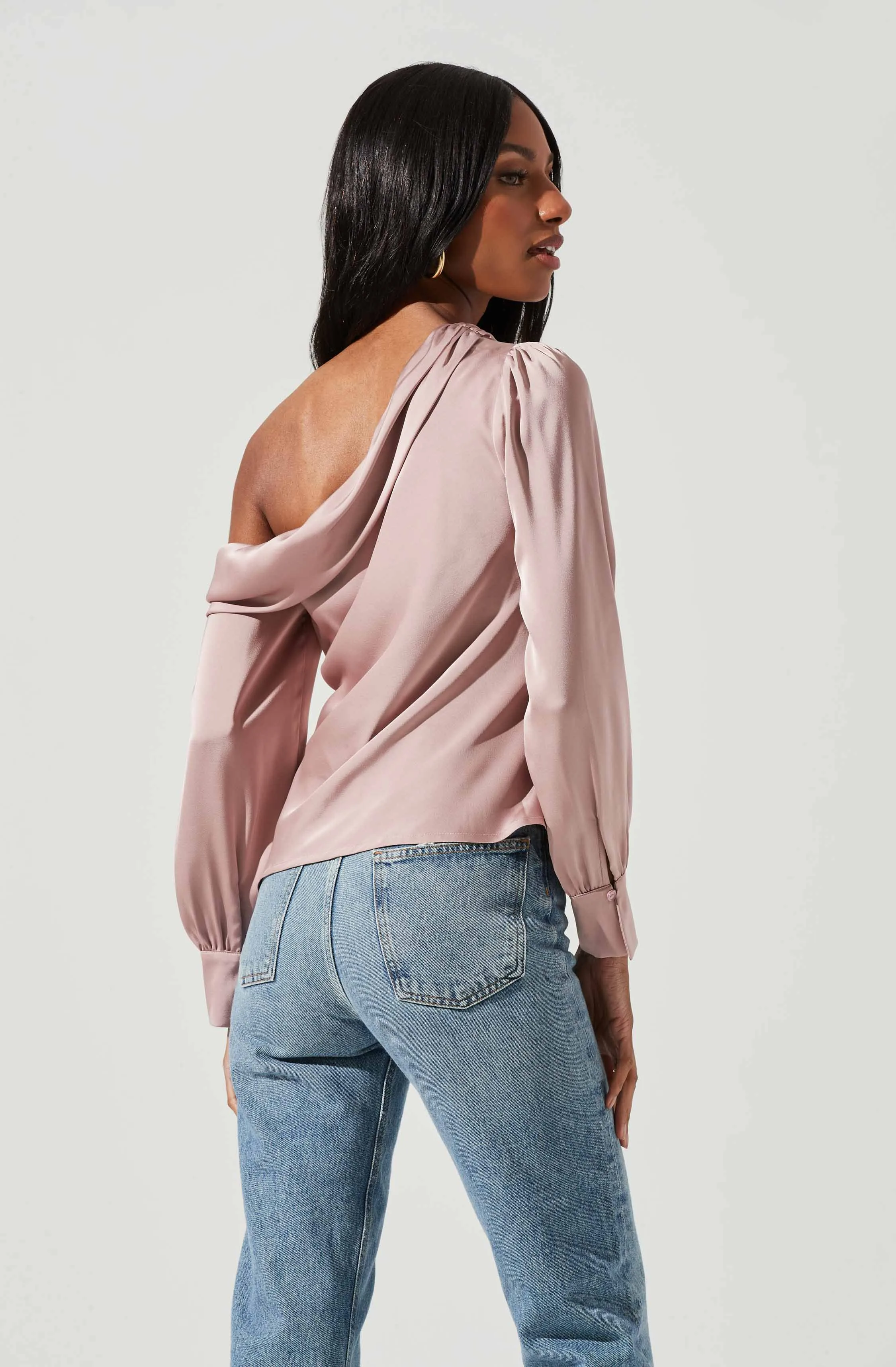 Ellen Draped Off Shoulder Long Sleeve Top