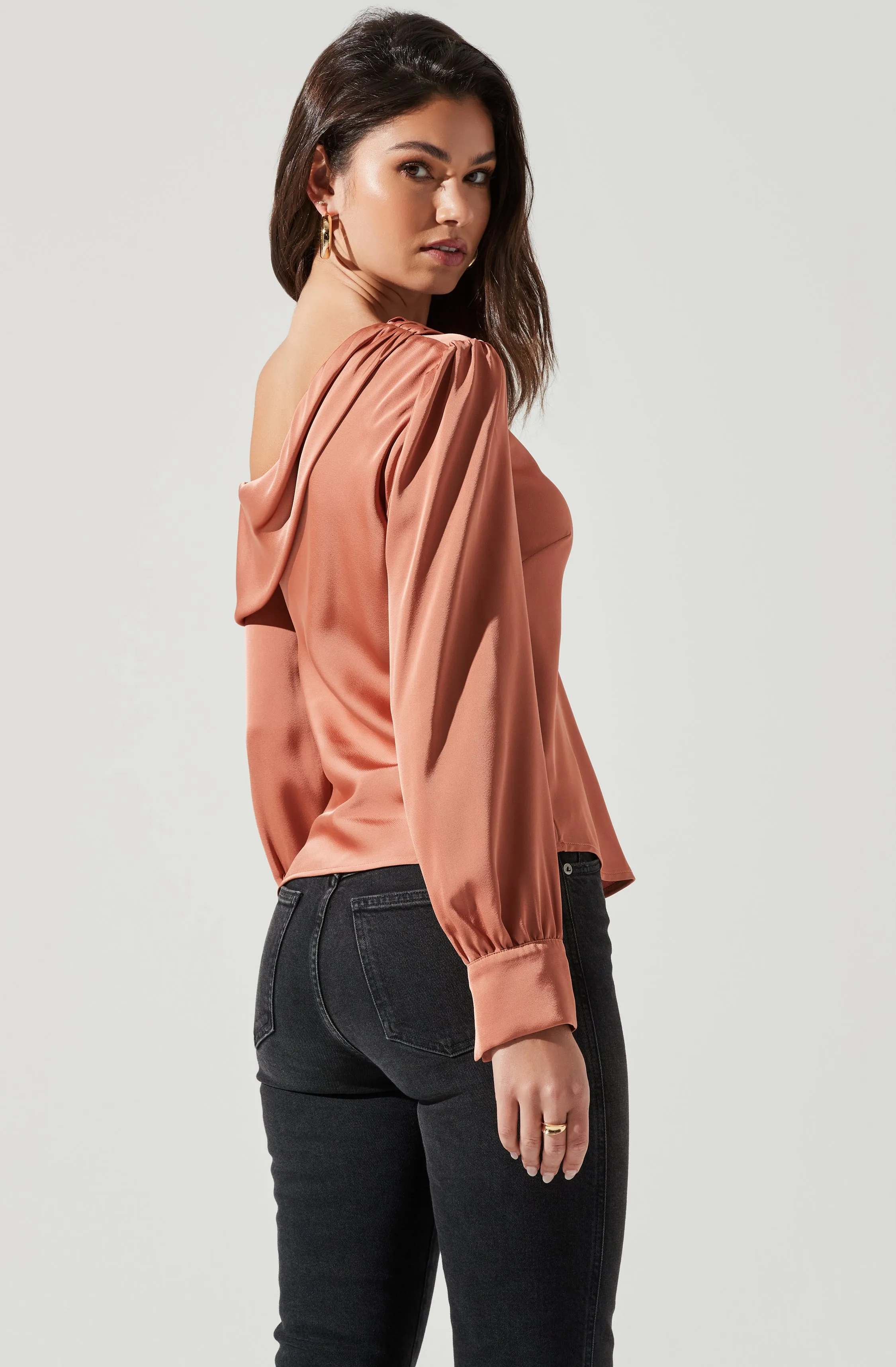 Ellen Draped Off Shoulder Long Sleeve Top