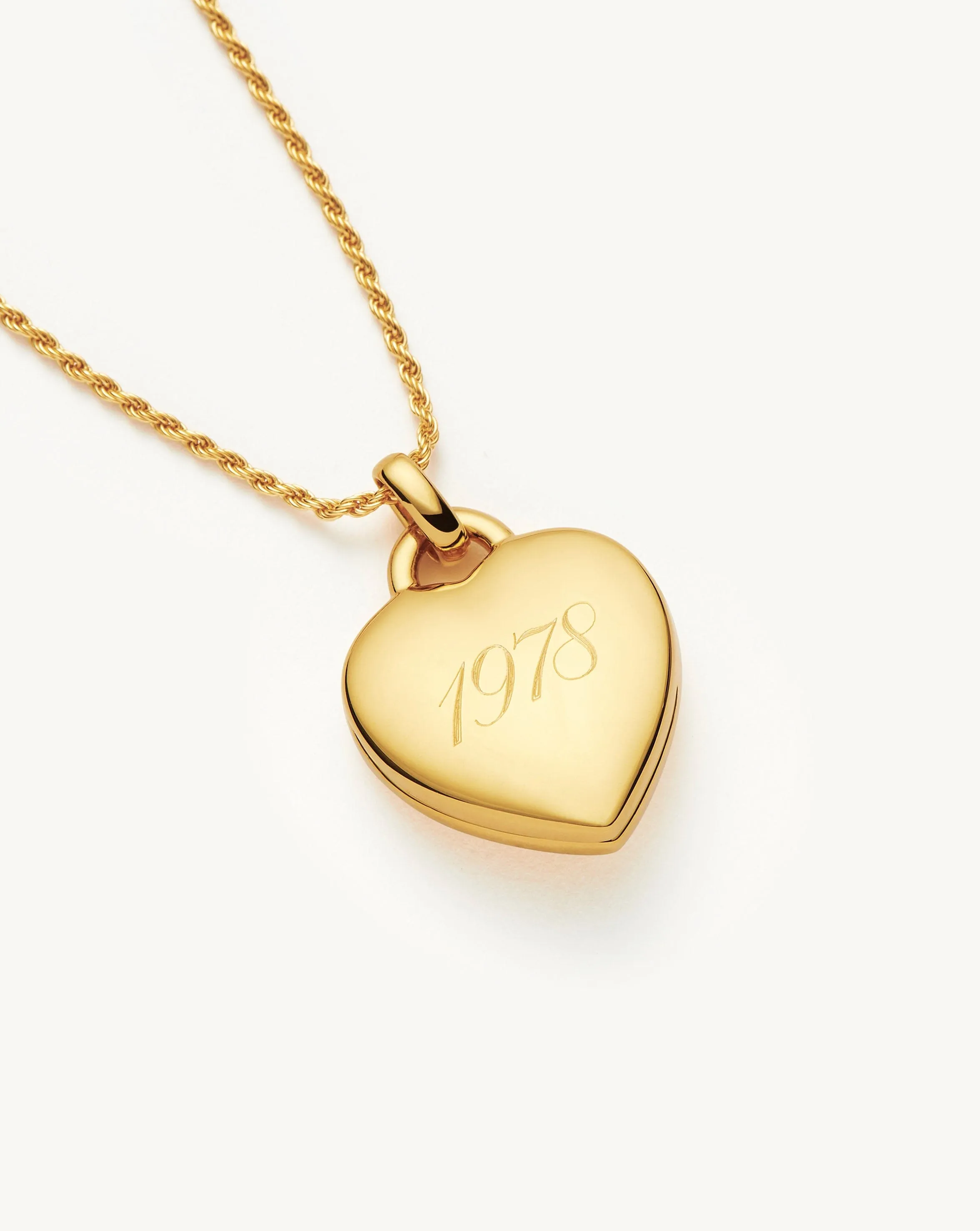 Engravable Heart Ridge Locket Pendant Necklace | 18ct Gold Plated Vermeil/Rainbow Moonstone