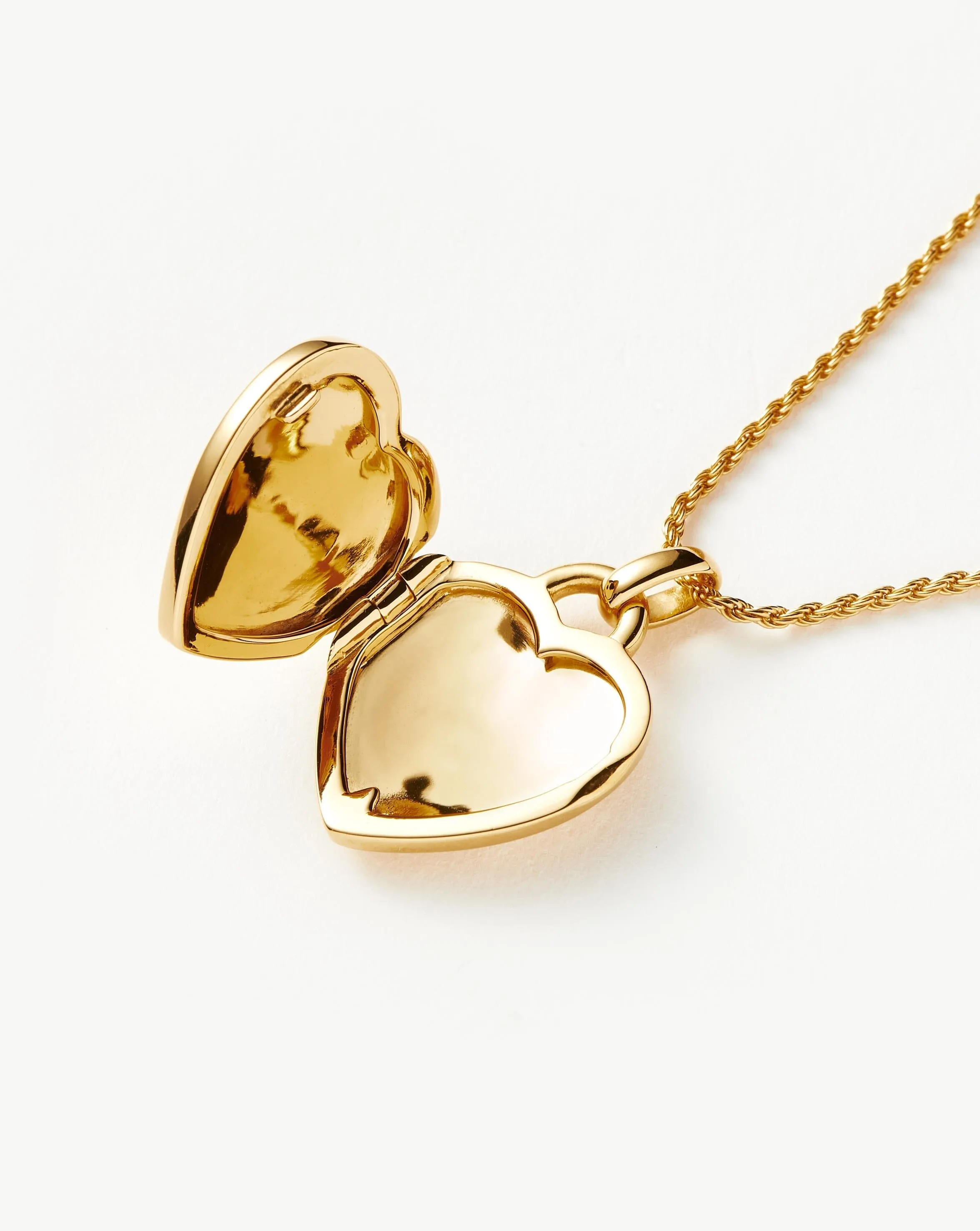 Engravable Heart Ridge Locket Pendant Necklace | 18ct Gold Plated Vermeil/Rainbow Moonstone