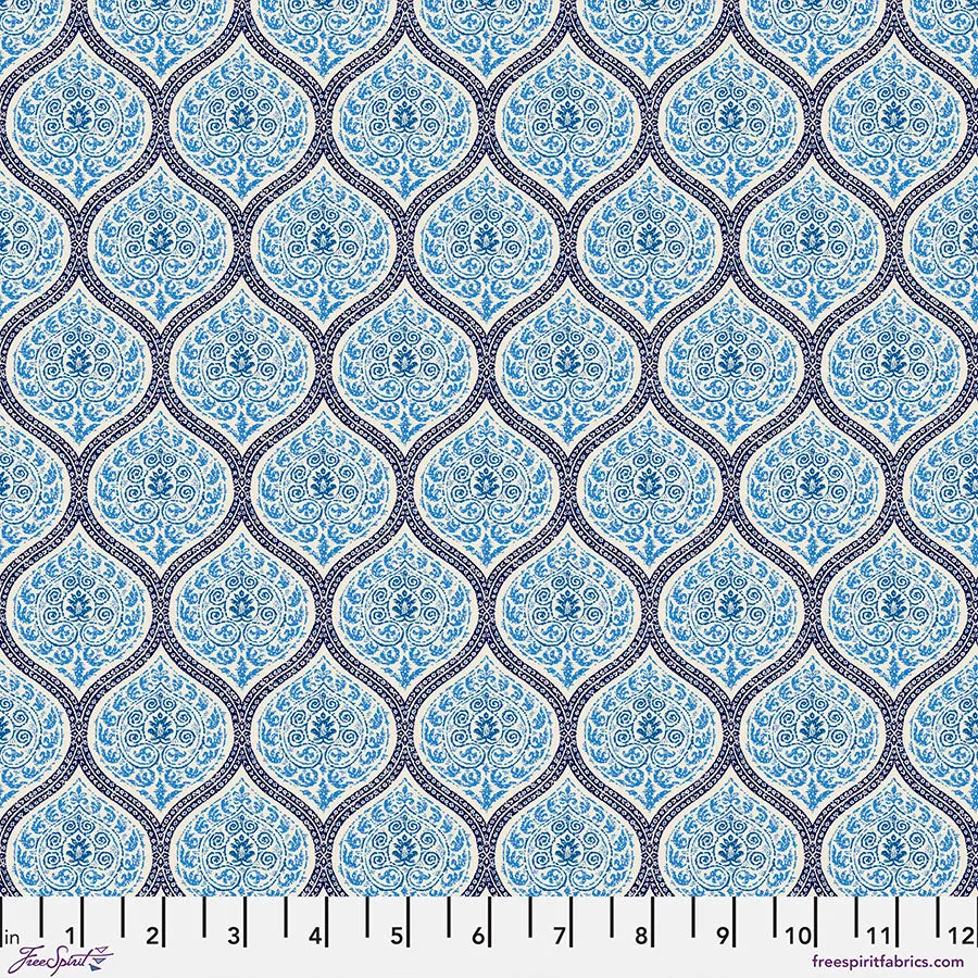 Fabric Madurai Small - Indigo, from A Celebration of Sanderson Collection, for Free Spirit, PWSA024.INDIGO