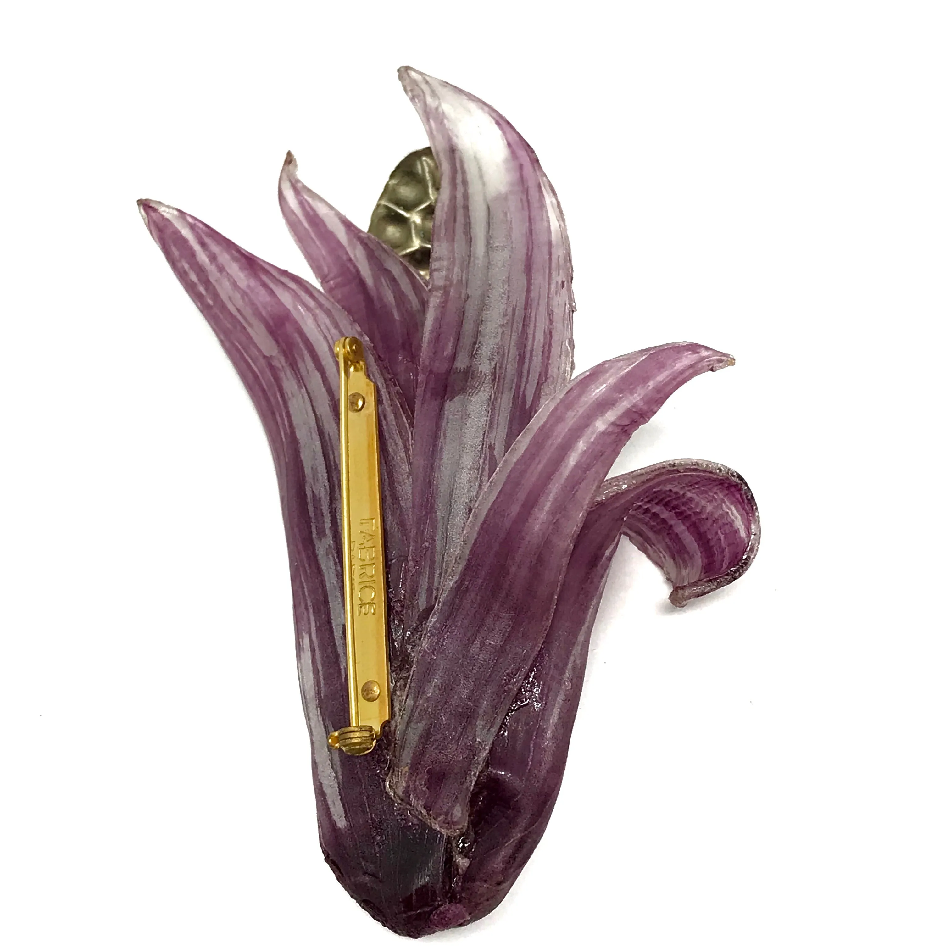 Fabrice Paris Purple and Silver Corn Husk Brooch Pin