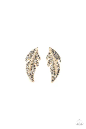 Feathered Fortune - Gold Post Earring