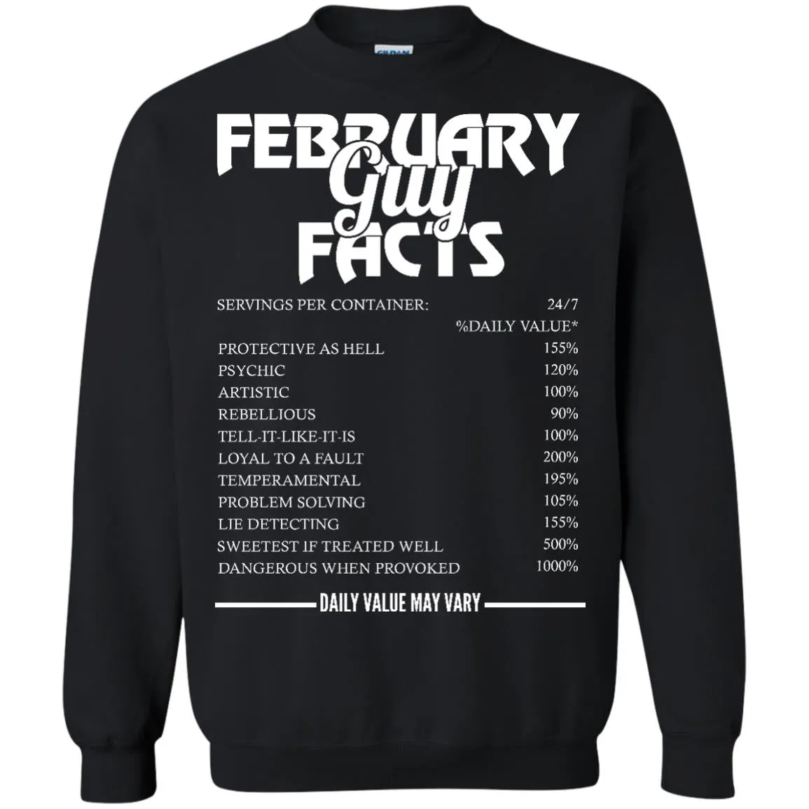 February guy facts servings per container shirt