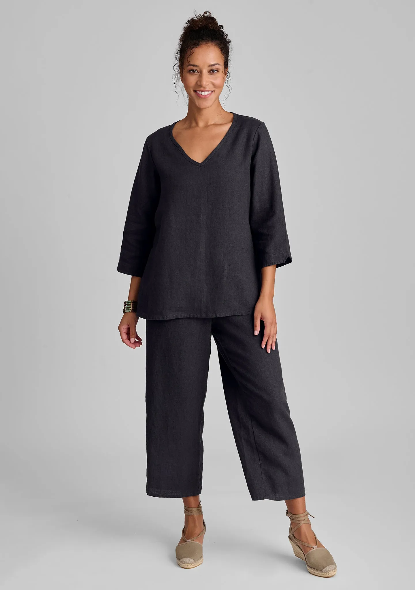 Floods - Linen Pants With Elastic Waist