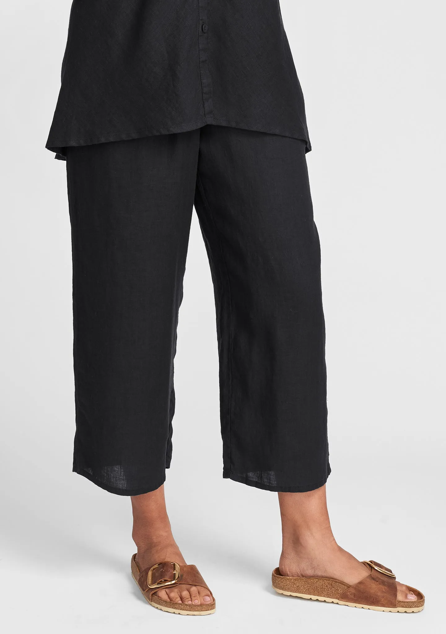 Floods - Linen Pants With Elastic Waist