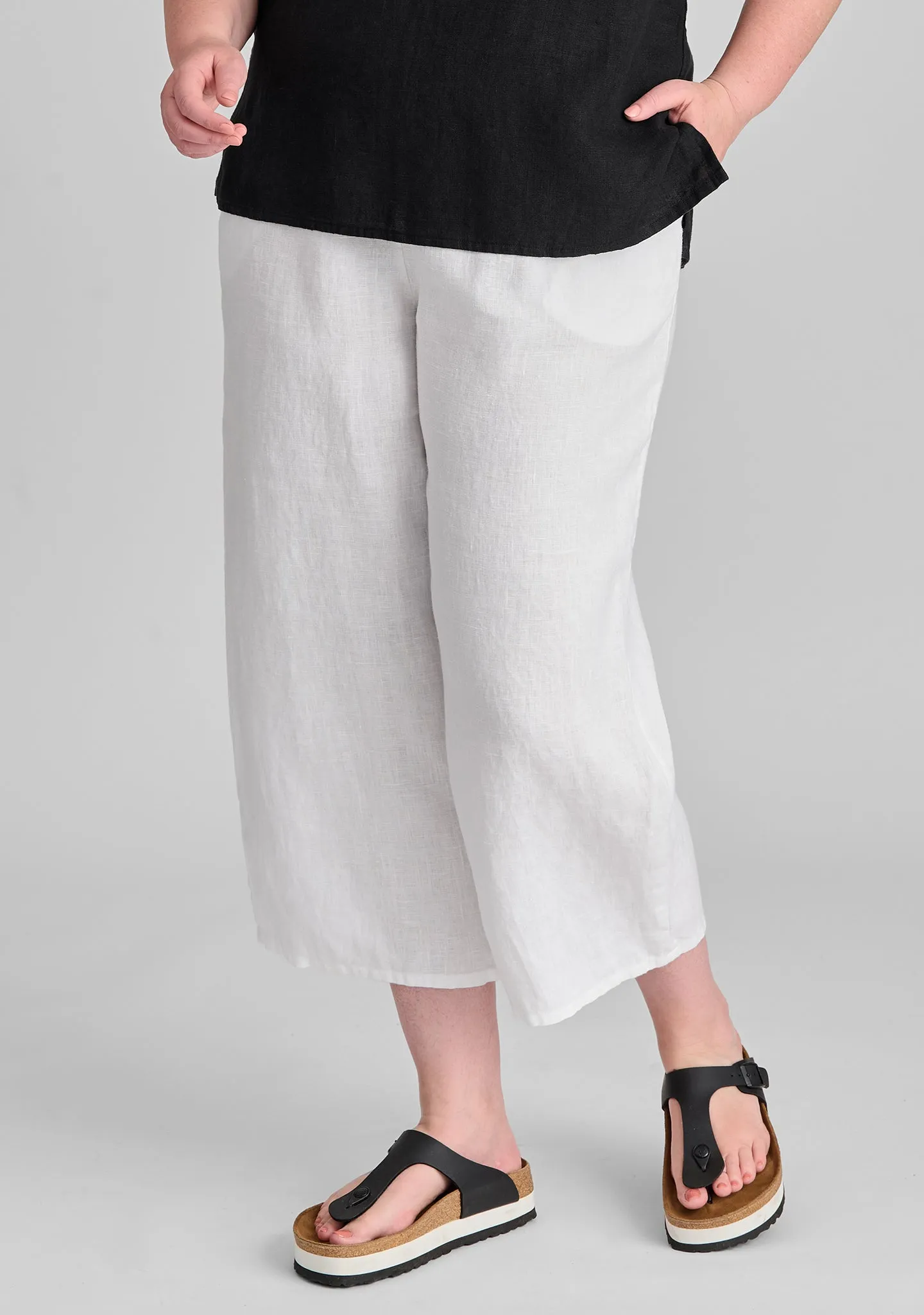 Floods - Linen Pants With Elastic Waist