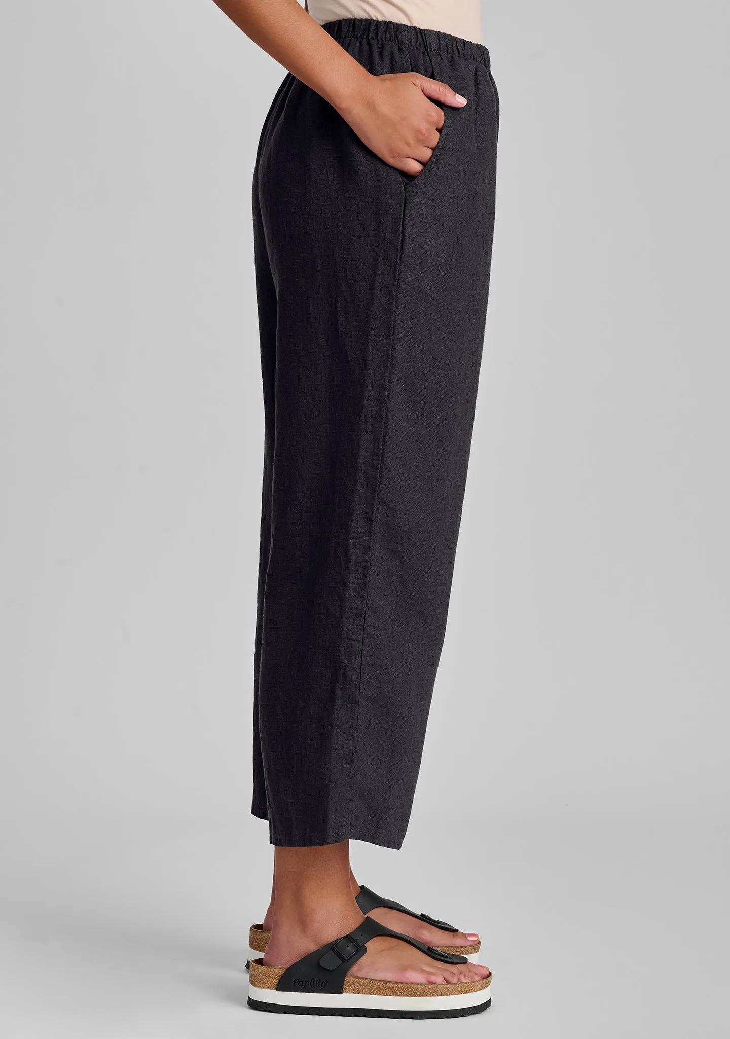 Floods - Linen Pants With Elastic Waist