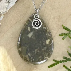 Fossil Hash with Swirl Charm Pendant Necklace