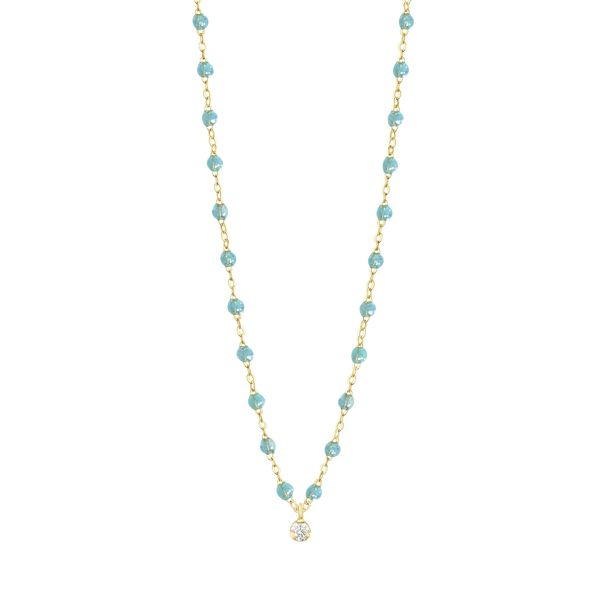 Gigi Supreme Classic 1 Diamond Necklace, Aqua, Yellow Gold, 16.5"