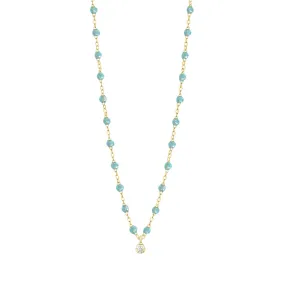 Gigi Supreme Classic 1 Diamond Necklace, Aqua, Yellow Gold, 16.5"