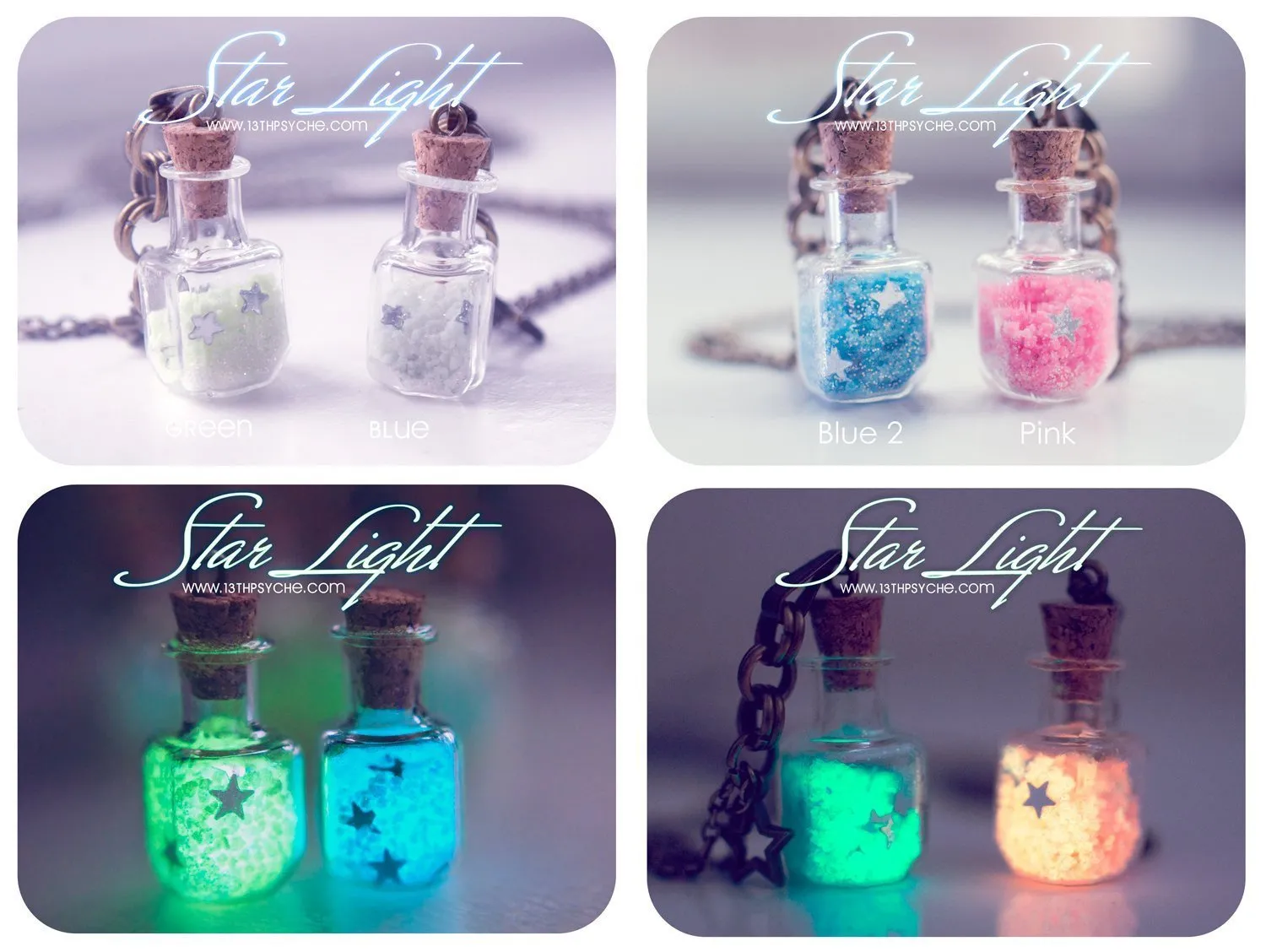 Glow in the dark vial pendant necklace