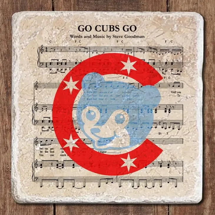 Go Cubs Go Chicago Sports Marble Coaster