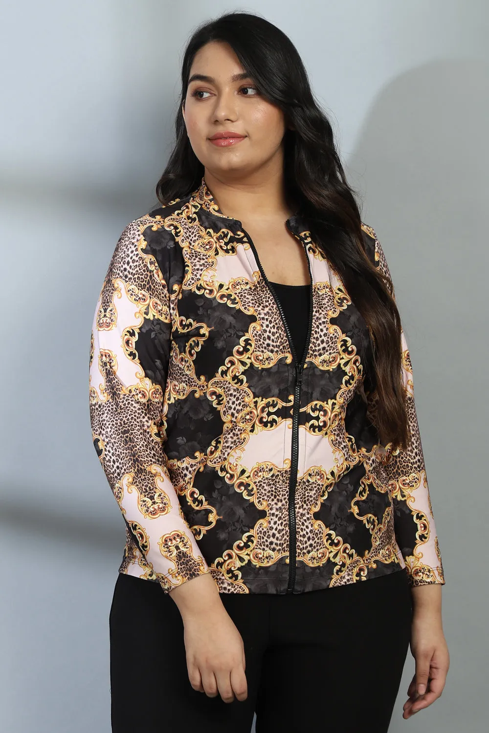 Gold Baroque Printed Jacket