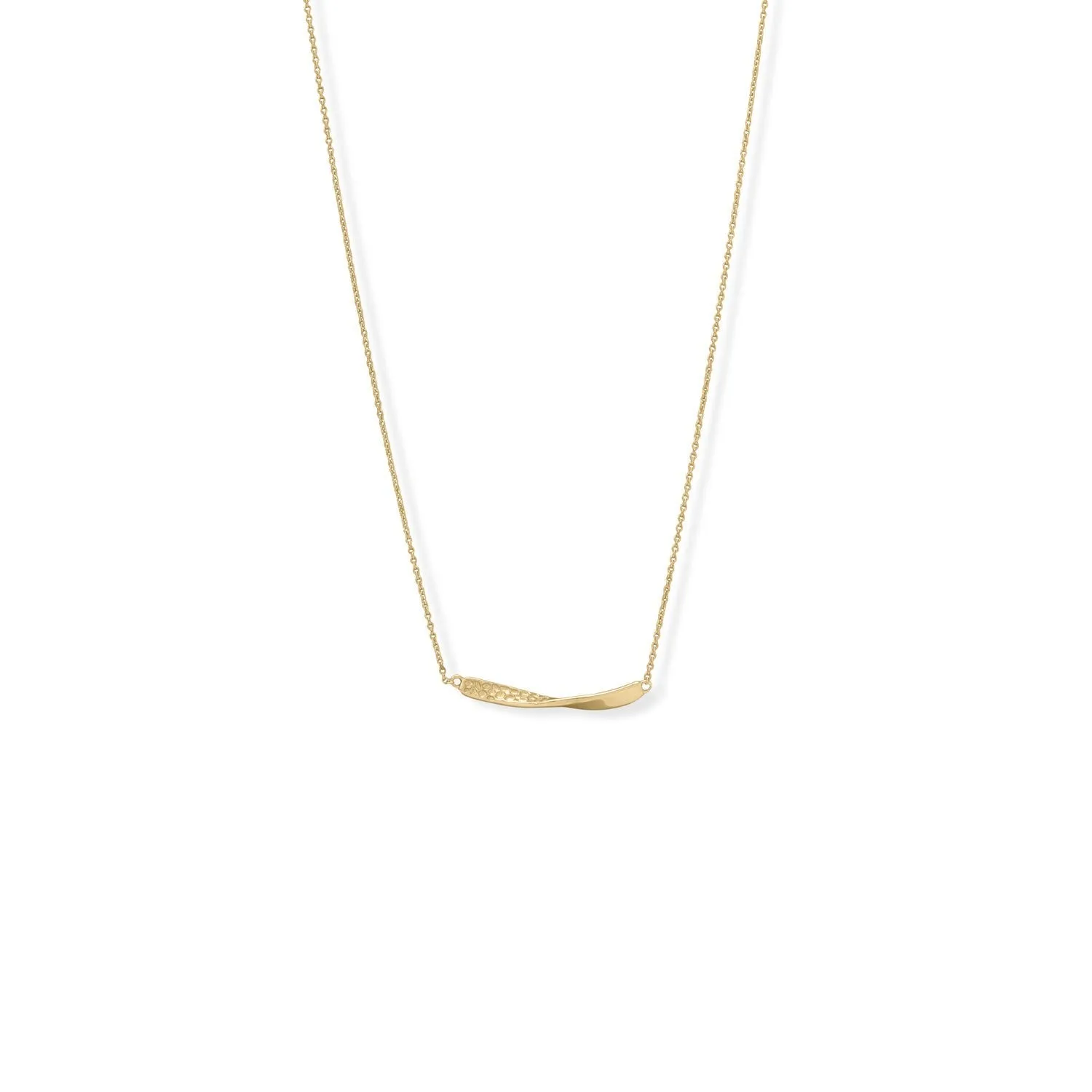 Gold Plated 16"   2" 1/2 Twist Textured Bar Necklace