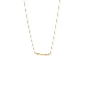 Gold Plated 16"   2" 1/2 Twist Textured Bar Necklace