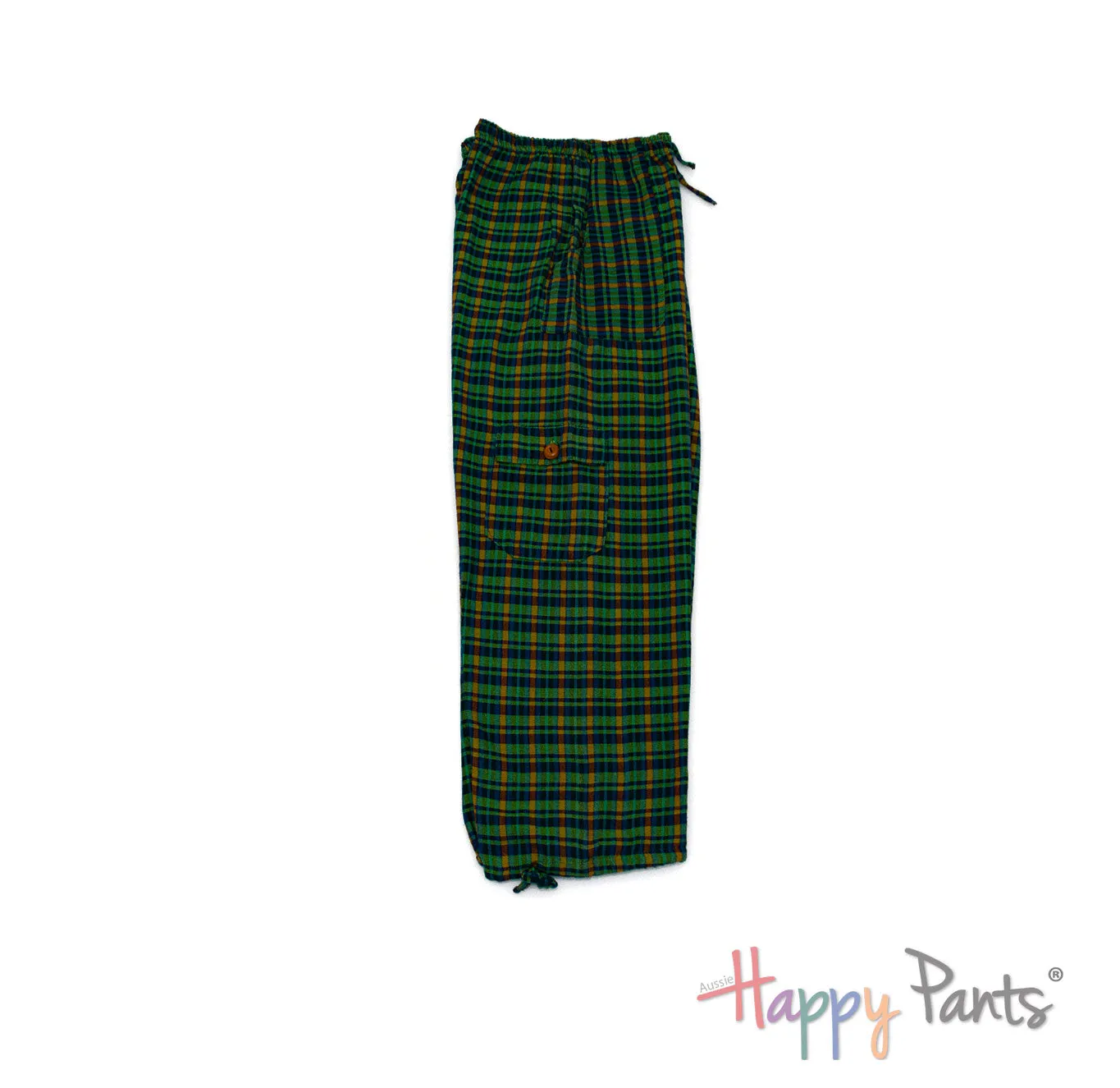 Green Tartan Plaid Happy-Pants