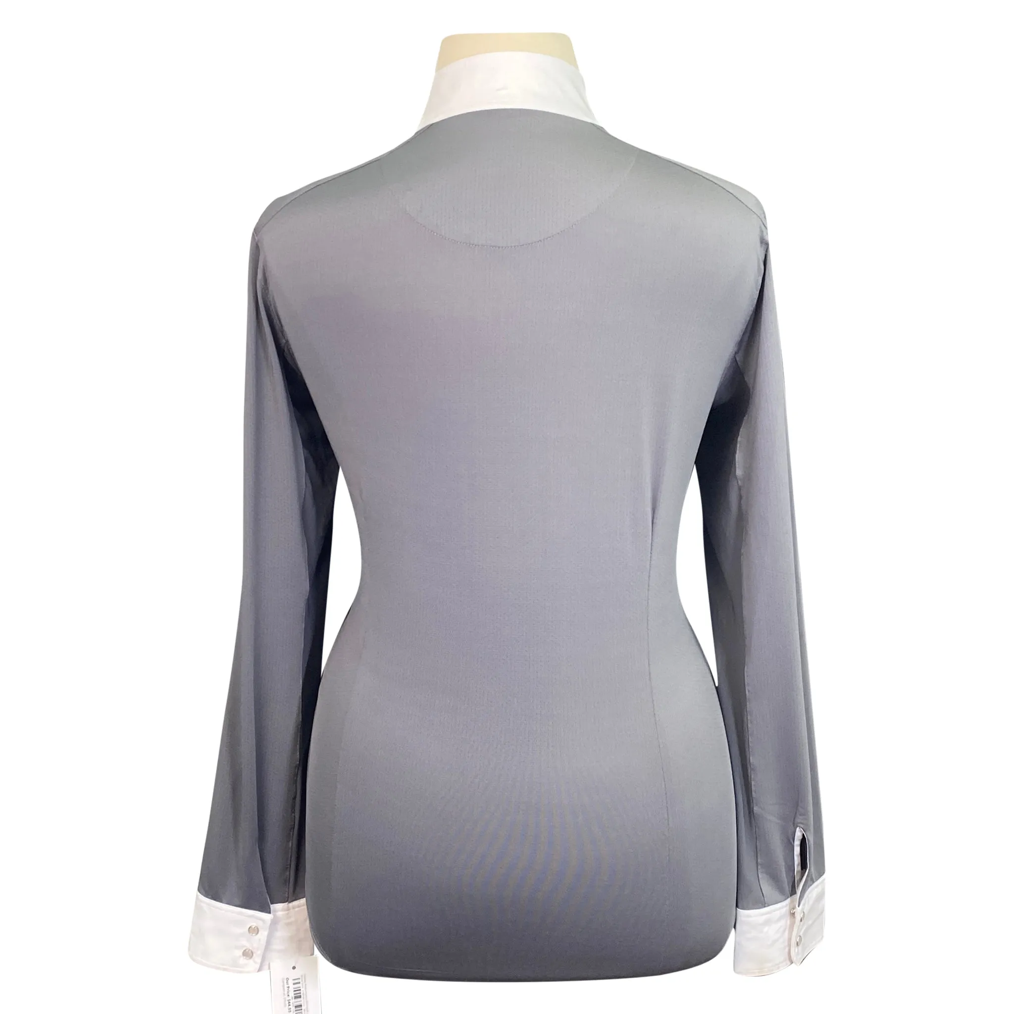 Hadley Performance Bib Front Long Sleeve Show Shirt  in White/Grey - Women's XL