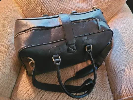 Handcrafted Black Cowhide Leather Duffel