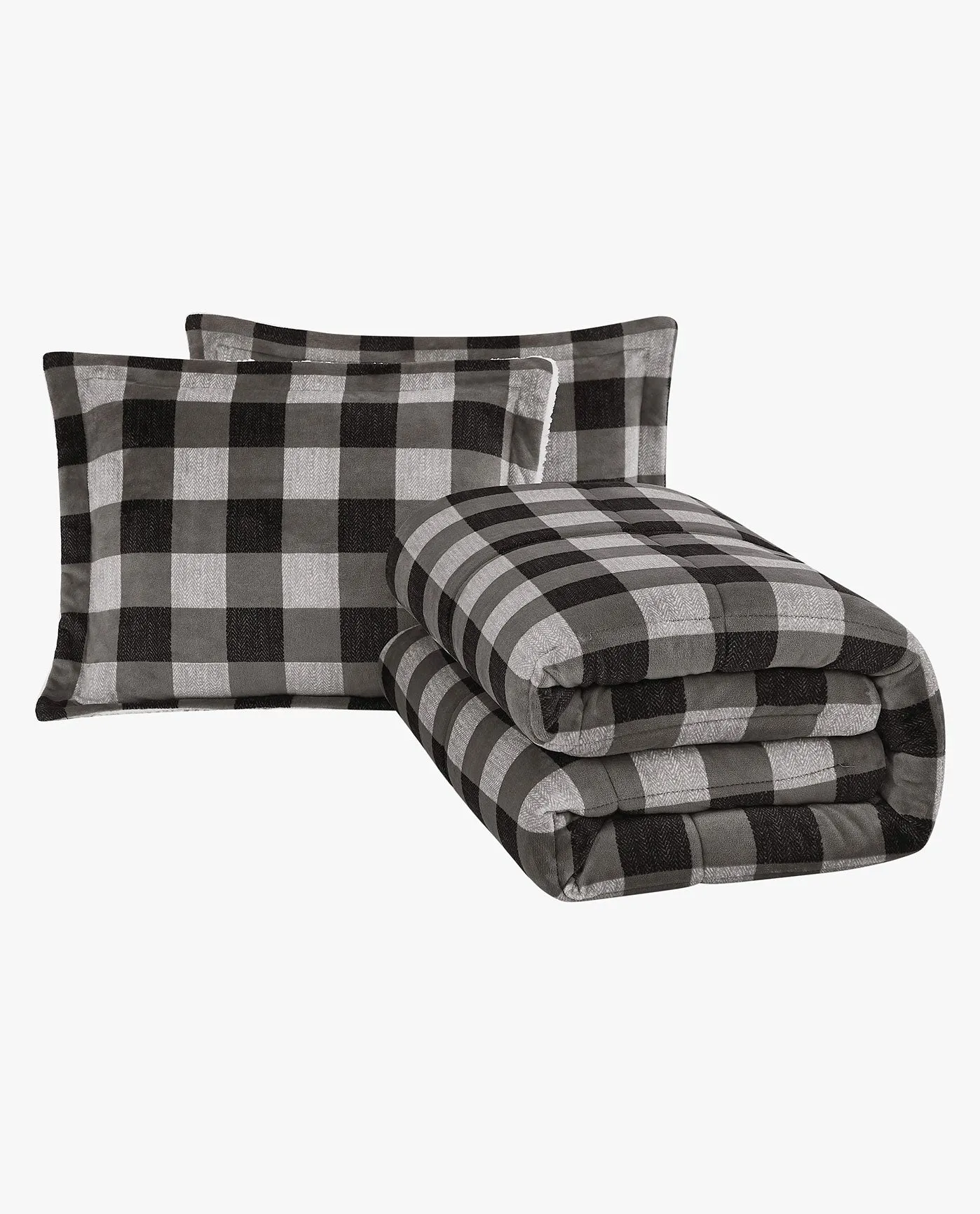 HERRINGBONE PLAID 3 PIECE COMFORTER SET