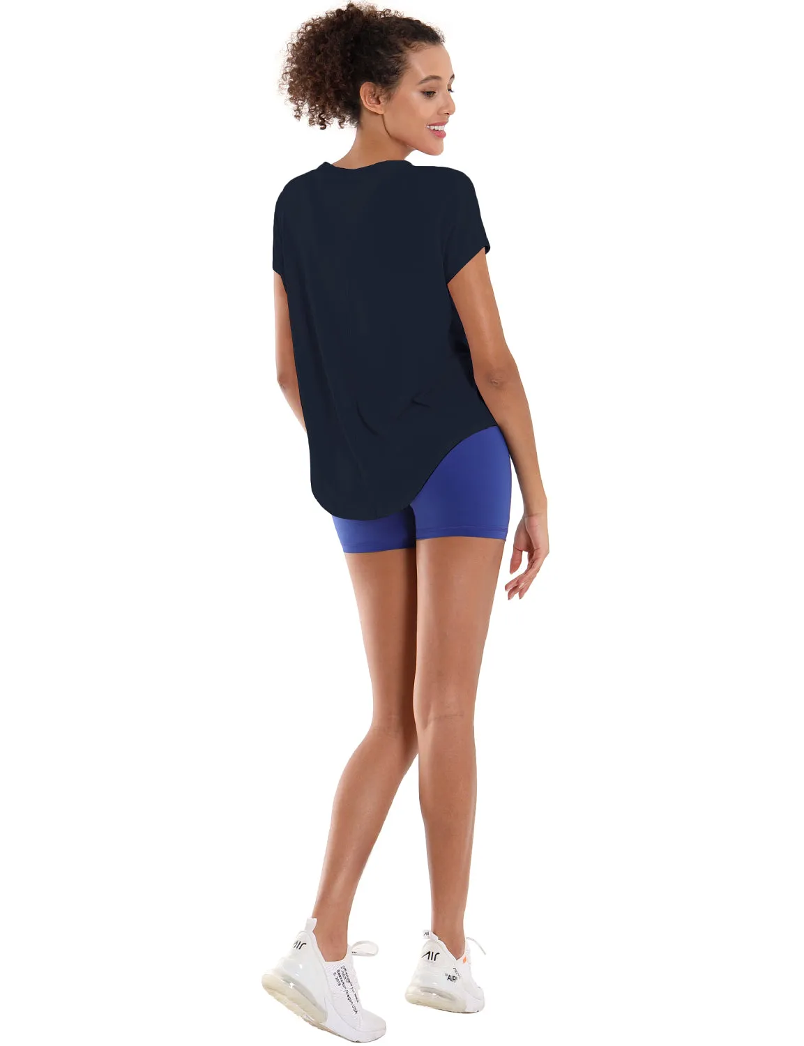 Hip Length Short Sleeve Shirt darknavy