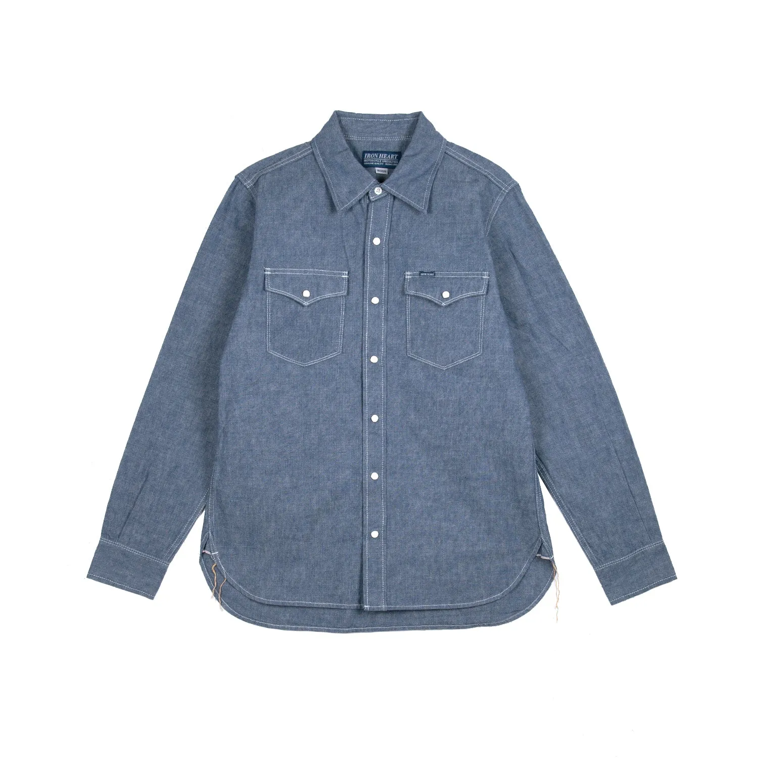 Iron Heart IHSH-13-BLU Selvedge Chambray Western Shirt Blue