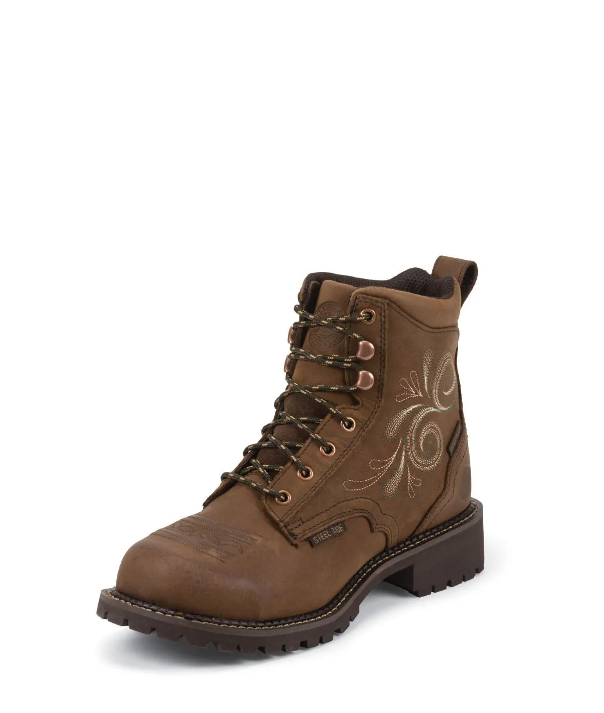 'Justin' Women's 6" Katerina EH WP Steel Toe - Aged Bark Brown