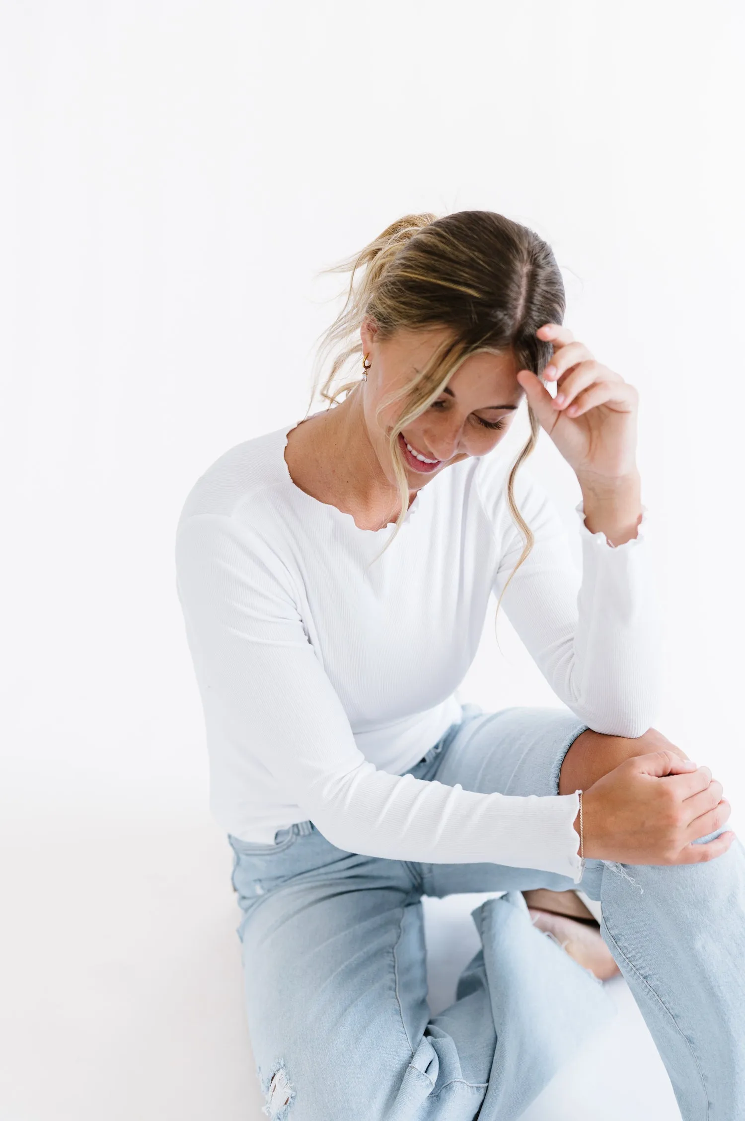 Karli Long Sleeve Top in White