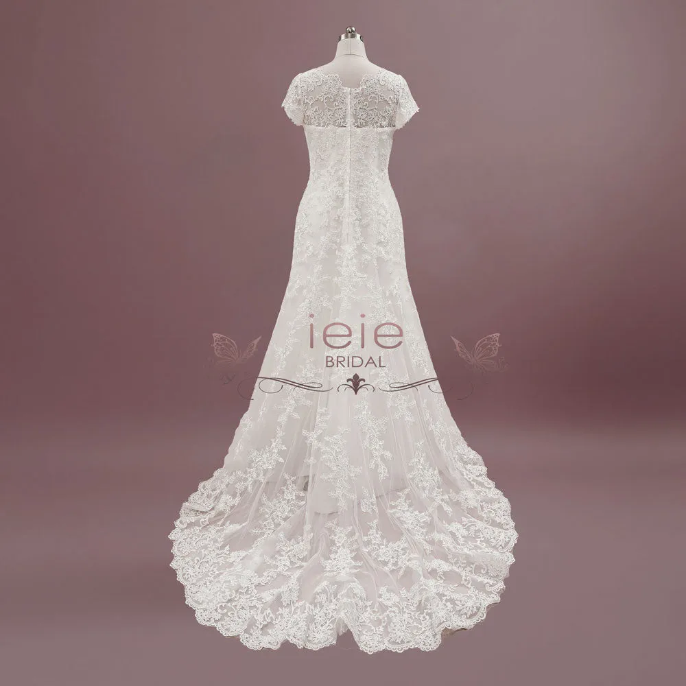 Lace Wedding Dress with Cap Sleeves | PATTY